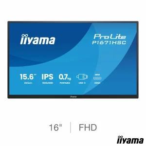 iiyama ProLite 16 Inch 60Hz Full HD IPS Portable Monitor, P1671HSC-B1